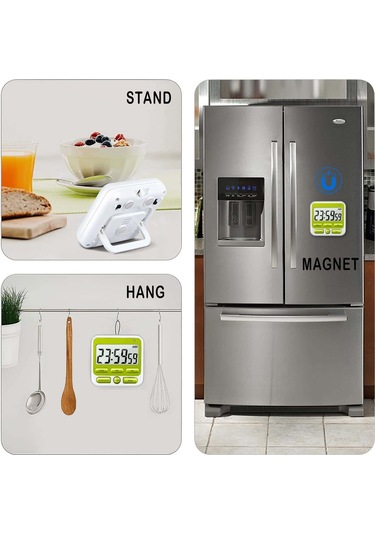 Geeroyoo Pratik Mutfak Kronometresi - Büyük Ekranlı, Ayarlanabilir Alarmlı Manyetik Dijital Zamanlayıcı