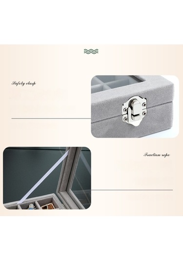 Yystore Takı Saklama Kutusu Kadife Şeffaf Pencere Ücretsiz Kombinasyon Siyah