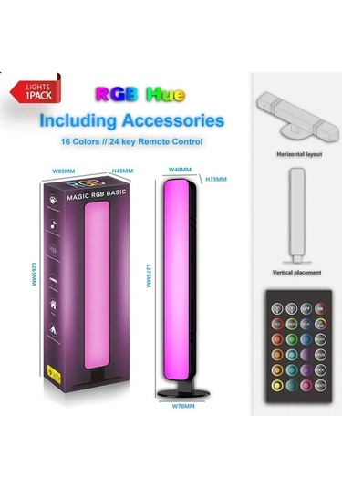 Besthome1 Rgb 7 Renkli 2'li Ambient Işık, 24 Tuşlu Kumanda, Usb Kontrol, Siyah Abs+pc Işıklar 14 Led X 2 Adet Siyah