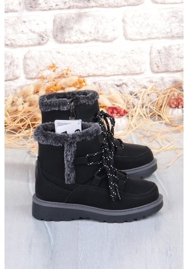 Fort Cool Lina Anatomik Sıcak Astar Kaymaz Taban Kız Çocuk Bot Siyah