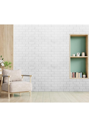 10 Adet 50x50 Cm Silinebilir Kendinden Yapışkanlı Duvar Kağıdı Esnek Köpük Panel 3d Tuğla Desen