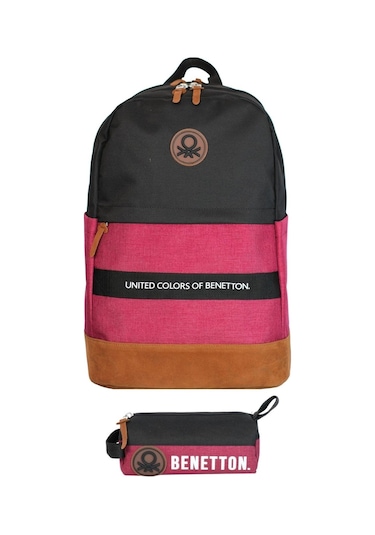 United Colors Of Benetton Retro Erkek Çocuk Çanta Seti - Siyah - Kırmızı Siyah - Kırmızı
