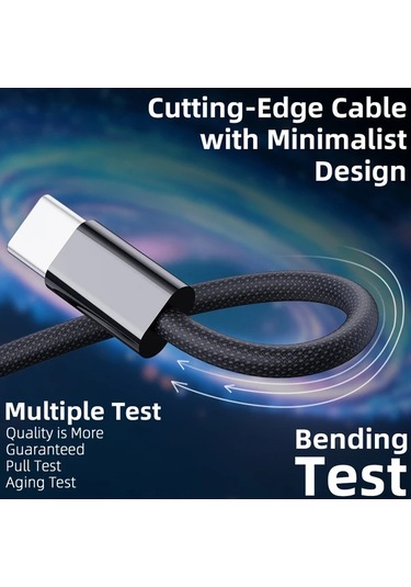 Honeybeeshop 5 Adet Siyah 3m Pd Hizli Sarj Type C Tip C Veri Aktarim Kablosu