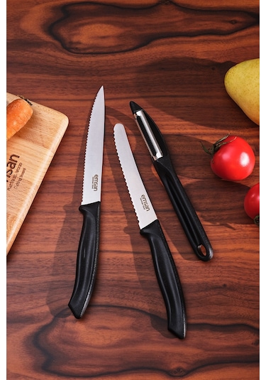 Emsan Nıx 3'lü Soyacaklı Bıçak Seti Siyah