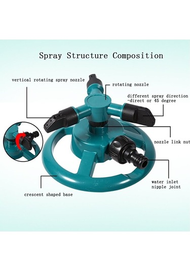 Bahçe Sulama Fıskıyesi Hortum Klipsli Yağmurlama Fiskiyesi 360 De
