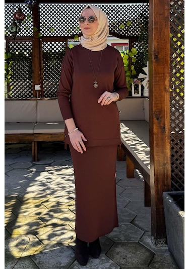 Sezen Triko Takım Kahve Çok Renkli