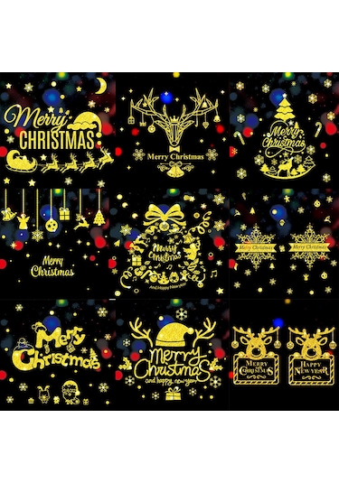 Qingmipy Noel Ateşi Oluşturucu Pvc Cam Kapı Duvar Sticker - Yeniden Kullanılabilir, Suya Dayanıklı Noel Geyiği Arabası Deseni Diğer