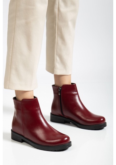 165-204 Bordo Yanki Günlük Kadın Bot Bordo
