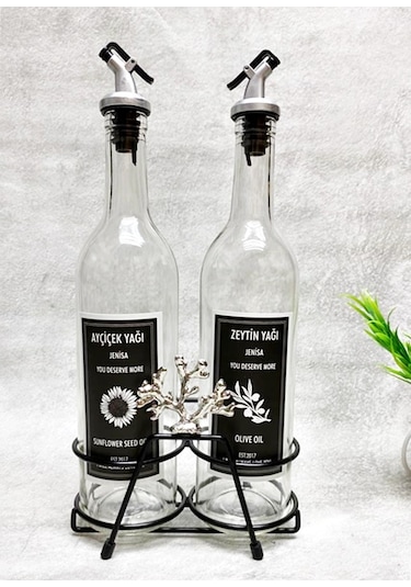 Gümüş Mercan Kısa Stant 2 Adet Şeffaf 750 Ml Etiketli Akıtıcılı Y