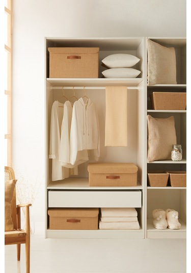 Ocean Home Textile Jüt Kapaklı Kutu 48 x 40 x 19 cm