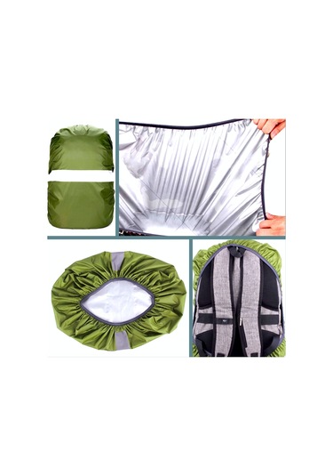 Omeniv 50-70lt Yeşil Reflektörlü Kılıf Sırt Çantası Kılıfı Yağmur Çok Renkli