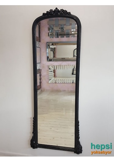 Matmazel Model Siyah Renk Varaklı Boy Aynası Siyah