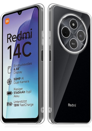 Xiaomi Redmi 14c Kılıf Kamera Korumalı Yumuşak Şeffaf Silikon