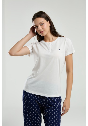 Pierre Cardin 8953 Kısa Kol Kadın Pijama Takımı Beyaz