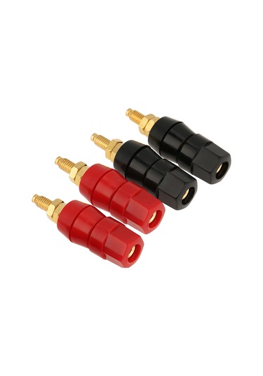 Konesam Altın Kaplama Hoparlör Bağlantı Terminaleği, 4 Adet Kırmızı-siyah , 4mm Muz Plug Uyumlu, Kolay Kurulum, Amfi Ve Ses Cihazları İçin Sinyal Aktarımı