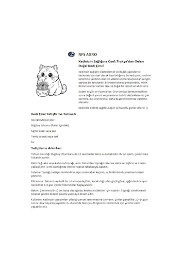 Kedi Çimi Tohumu 750 GR