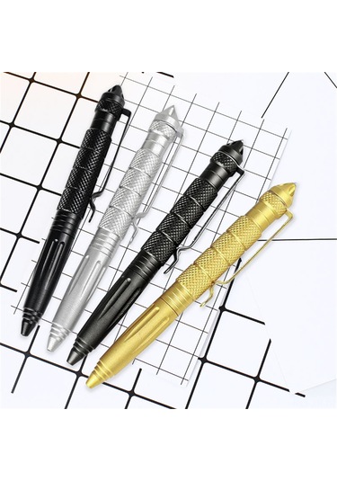 Xiyyadms Aviasyon Alüminyum 15cm Siyah/gümüş/altın Edc Taktik Savunma Kalemi, Pencere Kırma, İmza Ve Çok Fonksiyonlu Dış Mekan Kurtarma Aleti Gümüş