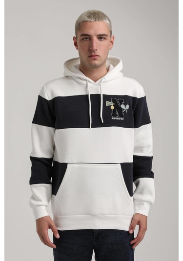 Kapüşonlu Ekru Slim Fit Full-zip Sweatshirt 24fwm64077 Ekru