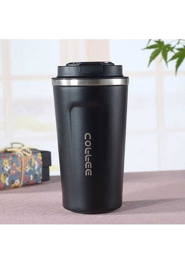 Novahub Çift Paslanmaz Çelik 304 Kahve Kupası Araba Termos Kupası Seyahat Termo Kupası 380ml, Pratik Tasarım Siyah