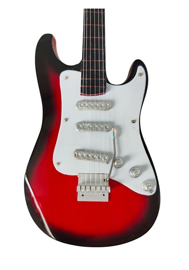El Yapımı 1/4 Ölçek Minyatür Elektro Gitar Stratocaster St. Red B