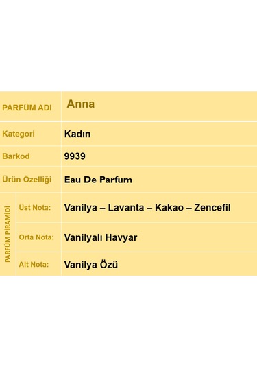 Nurxos 9939 Anna Edp 30 Ml Oriental Kadın Parfümü