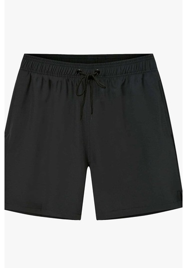 Angelsin Erkek Basic Standart Boy Mayo Fermuarlı Cepli Deniz Şortu - Siyah