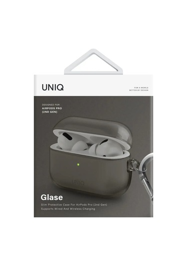 Unıq  Airpods Uyumlu Pro 2 İçin Kılıf Glase Tpu Kılıf Karabinalı 147855445 Gri