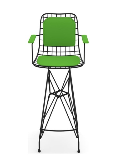 Knsz kafes tel bar sandalyesi 1 li zengin syhyşl kolçaklı sırt minderli 75 cm oturma yüksekliği ofis cafe bahçe mutfak