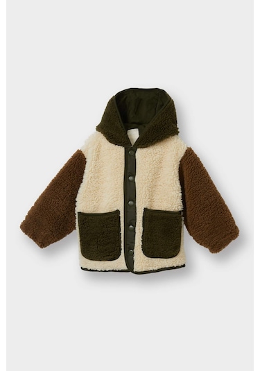 Defacto Erkek Bebek Kapüşonlu Pelüş Hırka F7586a525wnbg286 Bej