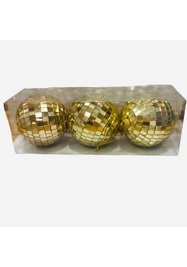 Disco Topu Aynalı Gold 8 Cm 3 Lü