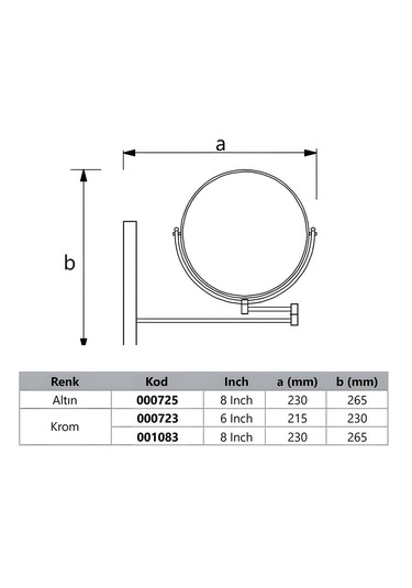Soho 8 İnch Duvara Monte Ayna