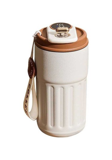 Fastbuy Akıllı Sıcaklık Ölçerli 450ml Paslanmaz Çelik Termos - Taşınabilir Ofis & Seyahat Kahve Bardağı Kahverengi Kahverengi