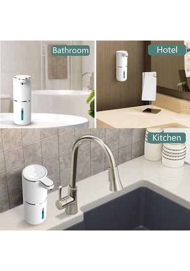 Bosphorusboutique02 Otomatik Köpük Sabun Dağıtıcı 400ml - Usb Şarjlı, Duvar Montajlı, 4 Seviye Ayarlanabilir, Beyaz Mutfak/banyo Kullanımı Beyaz
