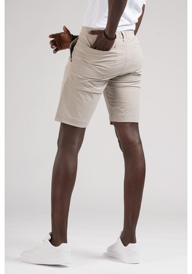 Beli Yarım Lastikli Paraşüt Kumaş Likralı Astarsız Cepli Slimfit Şort 001