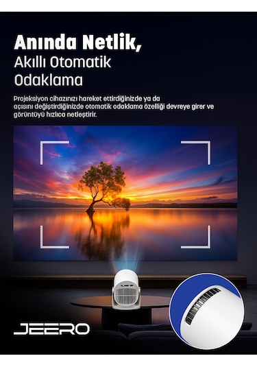 Jeero Hy300pro White 1080 Pixel Multimedia Ultra Hd Android 12 Projeksiyon Cihazı Türkçe Menü