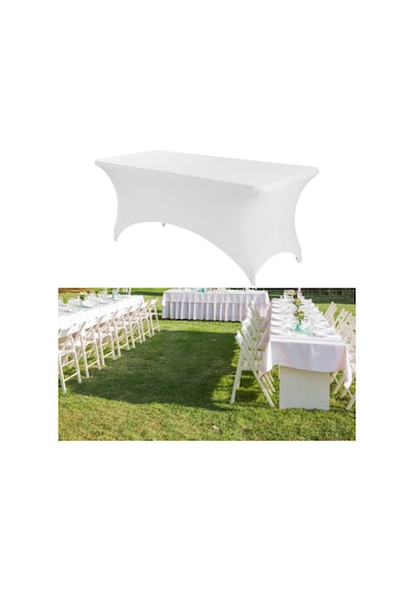 Homyl Katlanır Masa Için Örtüsü Spandex Satıcı Düğün Doğum Günü Beyaz