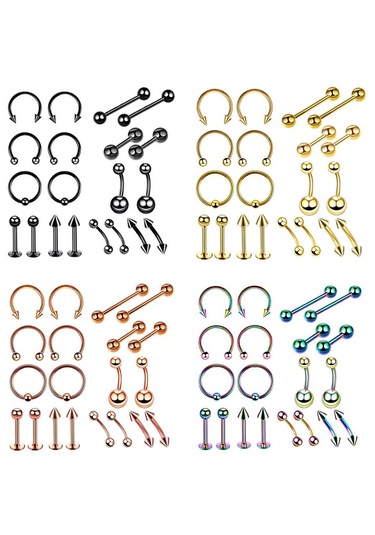 Suntek 20 Adet Burun Dudak Dil Kaş Tragus Göbek Halkası 6mm Siyah