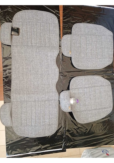 Keten Su Geçirmez Ön Arka Araba Koltuk Minderi 3'lü Oturak Cepli Gri