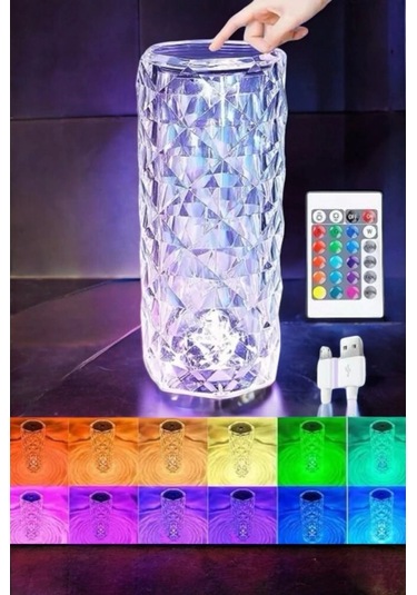 Dokunmatik Kristal Gece Lambası Hediyelik Çok Renkli