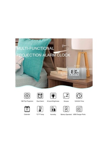 Wondernest Yatak Termoli Saat Projeksiyon Odası Lichen İçin Nem Ölçerli