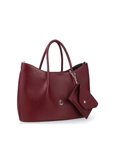 Bilik Deri Logo Detaylı Bordo Kadın El Çantası Riv 147-r Bordo