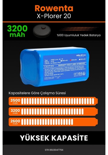 Rowenta X-plorer 20 Serie Uyumlu 3200 Mah Robot Süpürge Bataryası