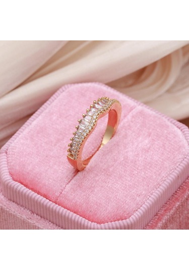 Kinel Doğal Zirkon Tam Kaplamalı Yüzükler Kadınlar Için Lüks Gül Altın Renk Güzel Takı 8 Rose Gold