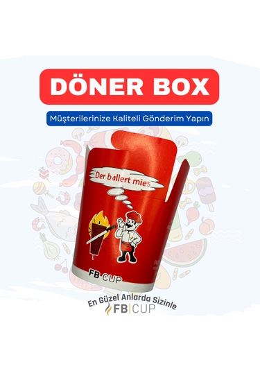 Fb Cup Döner Box Renk-kırmızı 26 Oz 500 Adet