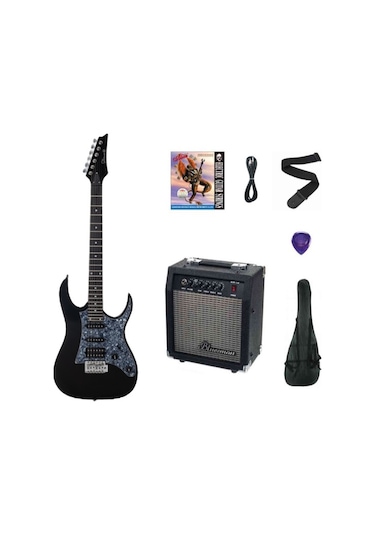 Strauss Esh-22 Bk Elektro Gitar Hss - Siyah Set Anfi-softcase-askı-tel-kablo-pena