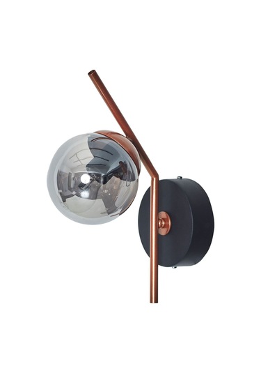 Luzarana Elit Bakır Siyah Metal Gövde Füme Camlı Tasarım  Dikey Aplik
