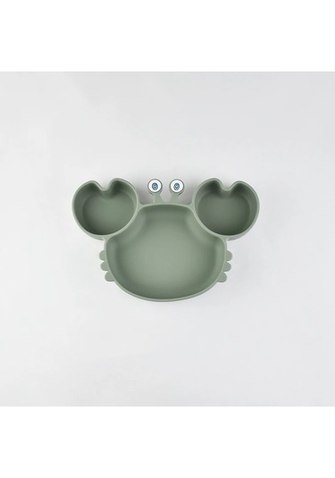 Bebek Güvenli Silikon Yemek Tabağı Emme Karikatür Çocuk Gri - Pembe