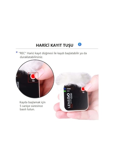 Lensgo 348C Beyaz 1V2 Kablosuz İkili Mikrofon Seti