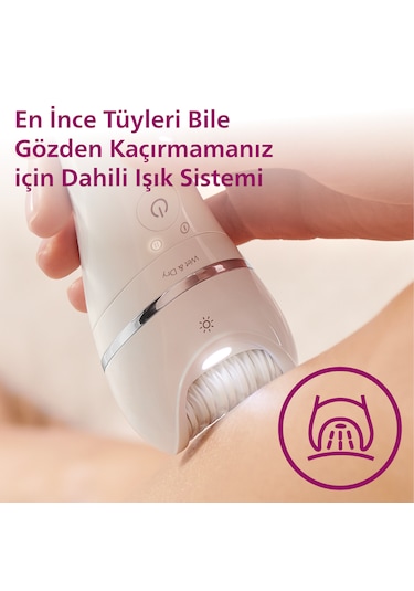 Philips BRE730/05 Epilatör (Yüz+Koltuk alti+Bikini Bölgesi+Bacak)Islak-Kuru,Işıklı,Kablosuz