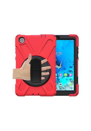 Butu Lenovo Uyumlu Tab M8 8" Tb-8505f/8505x 2019 Kalem Yuvası El Bandı 360 Dönebilen Pc + Silikon Kickstand Tablet Kılıfı